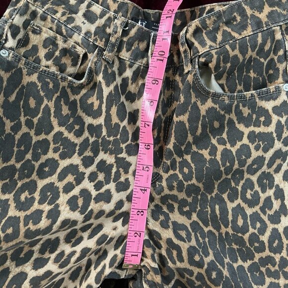Zara Animal Print Jeans Womens 00 Wide Leg Raw Hem Leopard Cheetah - Picture 10 of 10